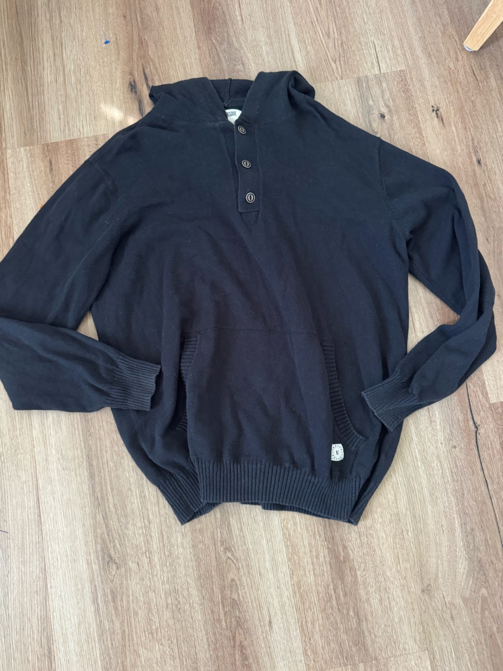 Linksoul Black Hooded Crewneck Sweater